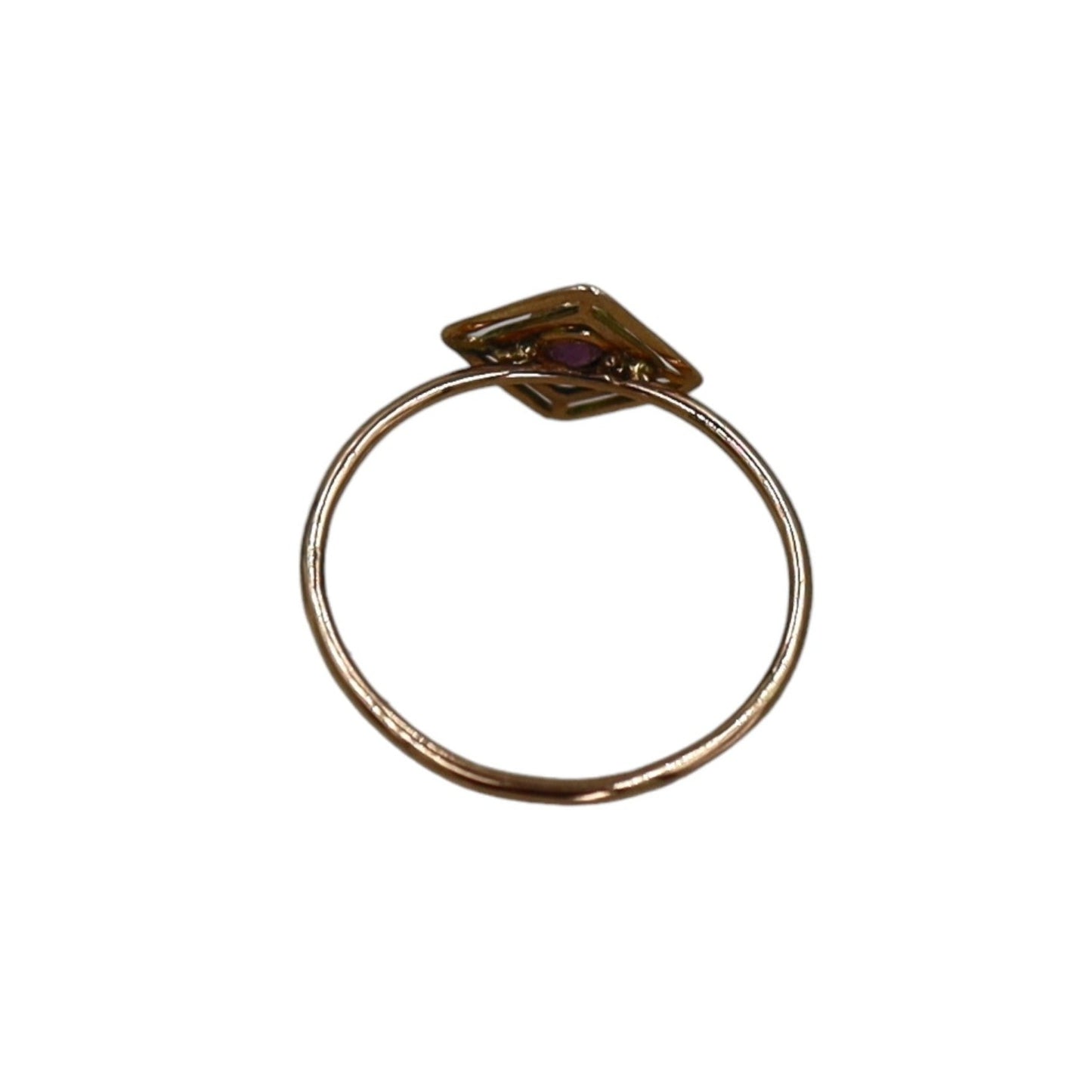 Antique Art Deco Bezel Set Amethyst Ring 10k Rose & Yellow Gold Ring