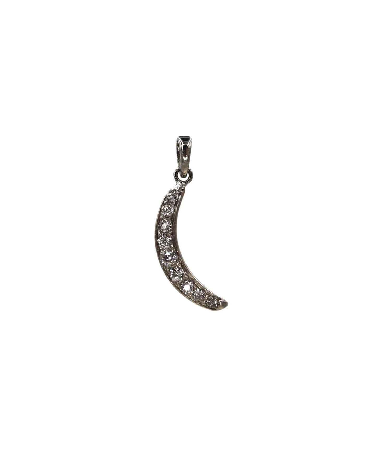 Edwardian Platinum & Diamond Crescent Moon Pendant - Petra Star