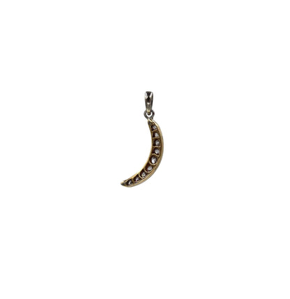 Edwardian Platinum & Diamond Crescent Moon Pendant - Petra Star