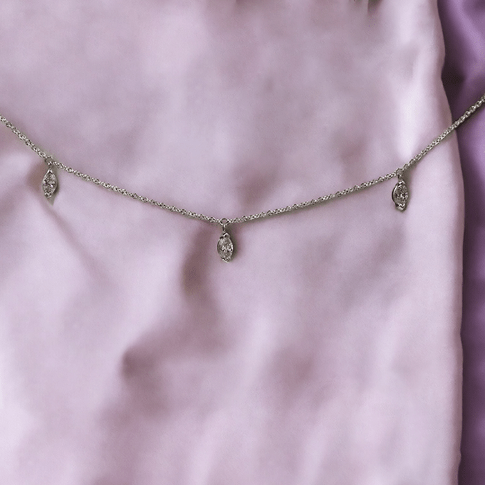 Petra Star marquise diamond necklace with sparkling gemstones and a delicate chain, elegant jewelry for special occasions