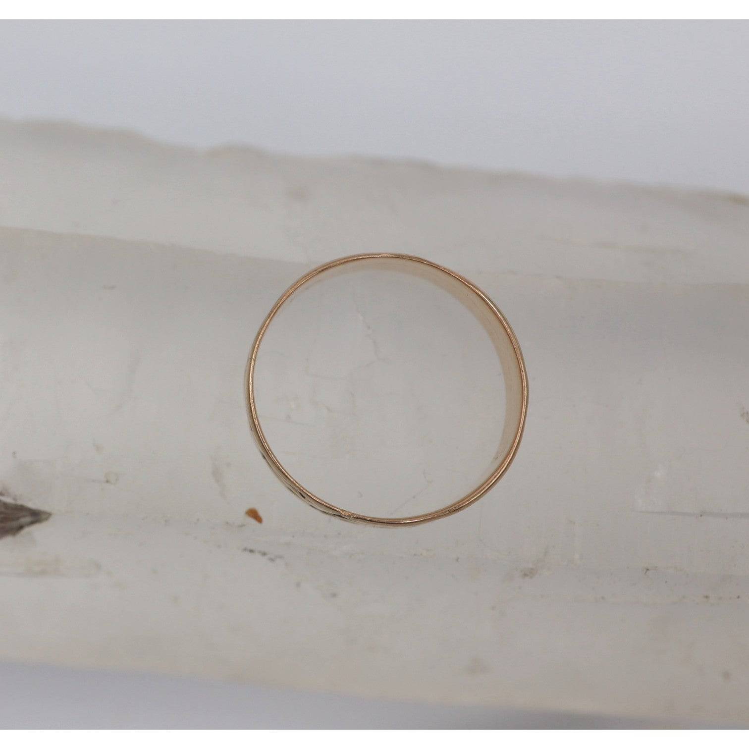 Antique Victorian Band 9K Pink Gold Cigar Band Size 6 - Petra Star