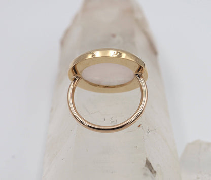 Bubble Gum Pink Rose Quartz Ring in 14k Pink Gold