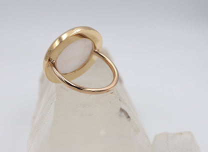 Bubble Gum Pink Rose Quartz Ring in 14k Pink Gold