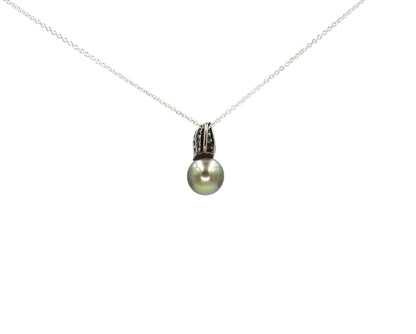 Tahitian Pearl and Diamond Drop Pendant