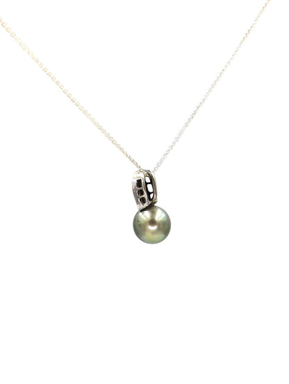 Tahitian Pearl and Diamond Drop Pendant