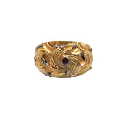 Art Nouveau Inspired Ruby Band in 18k Gold Hallmarked 1975