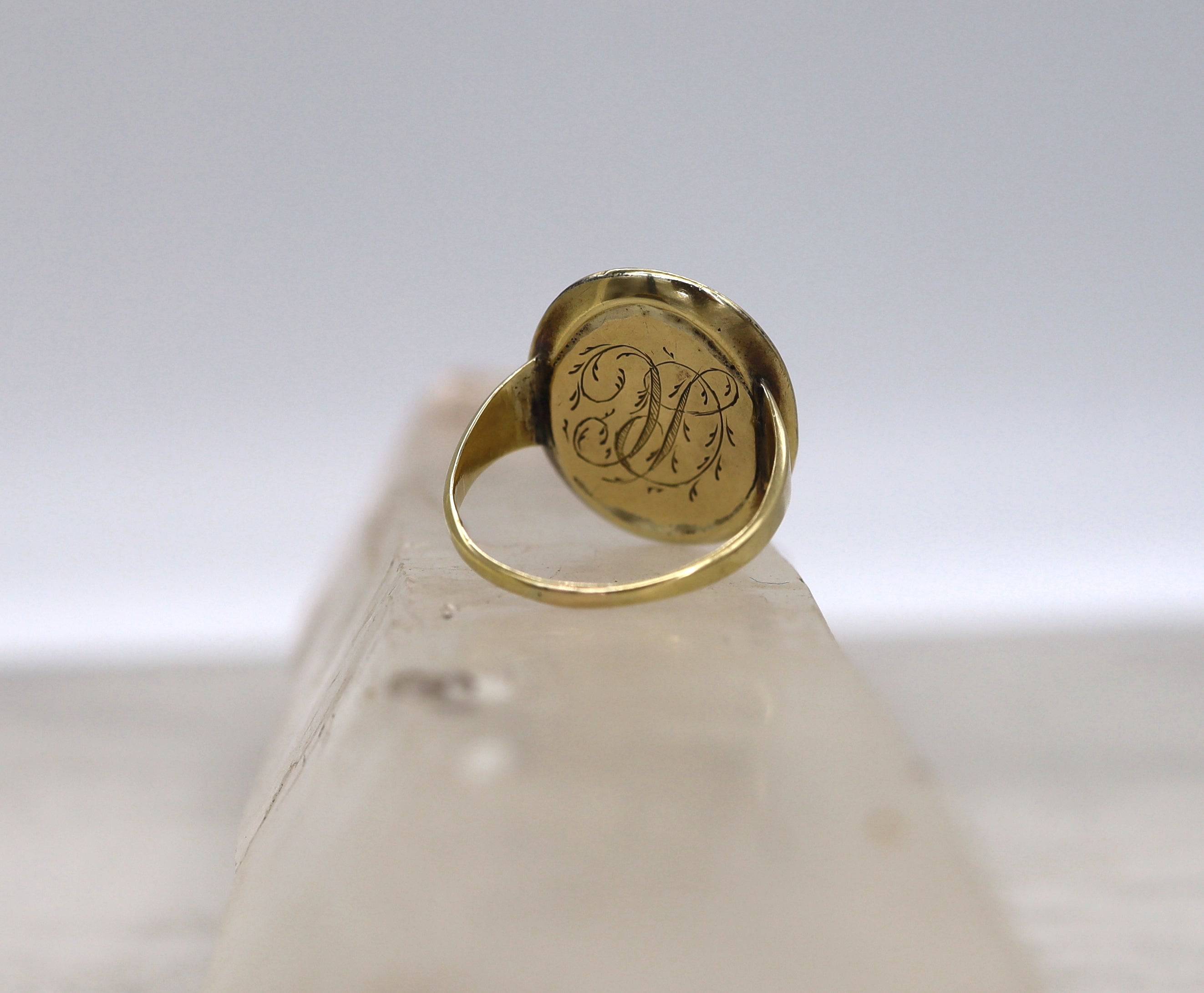 Early Victorian Blackamoor Ring Tiger's Eye Cameo in 14k Gold - Petra Star