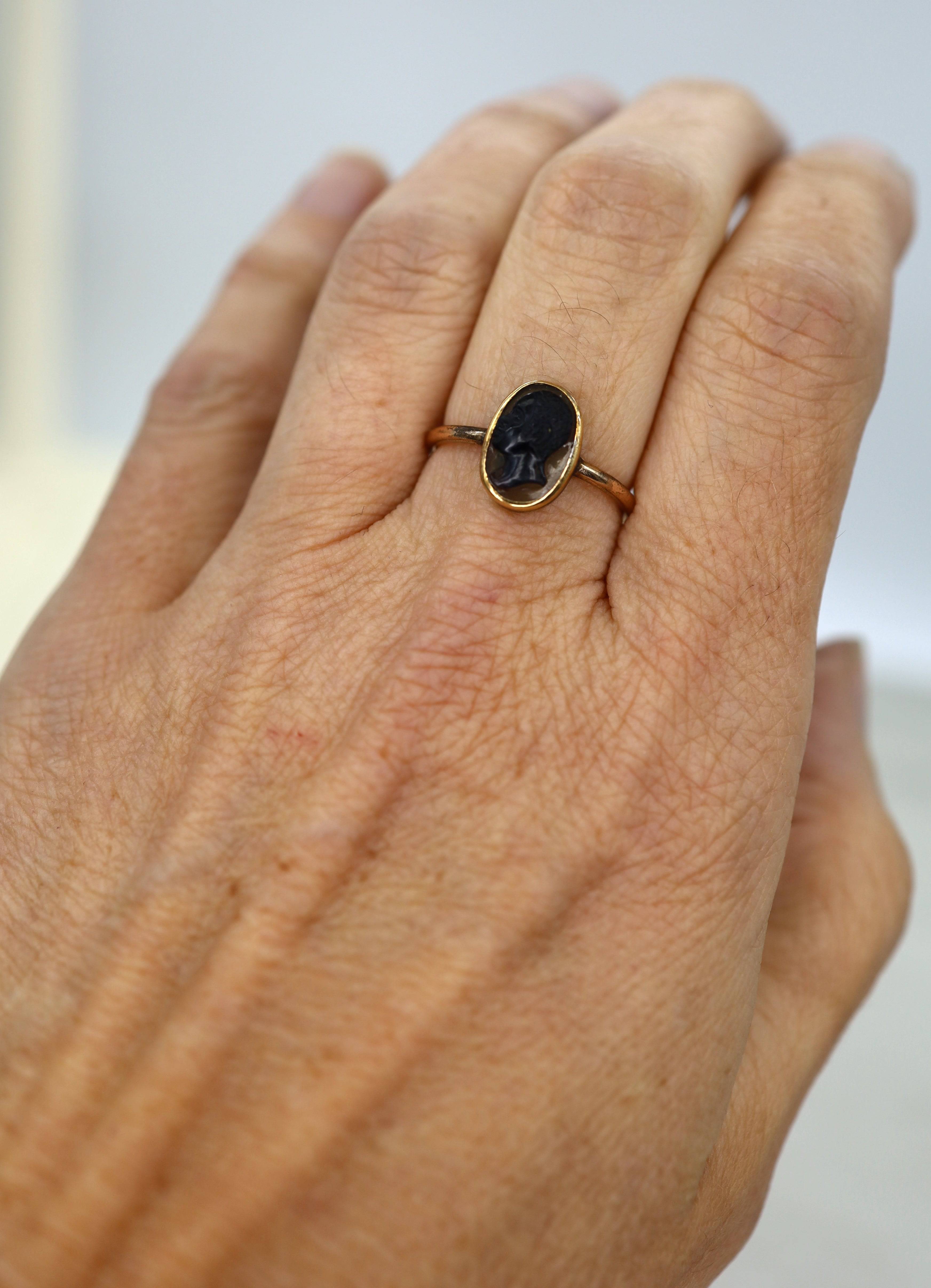 Victorian Blackamoor Ring Agate Cameo - Petra Star