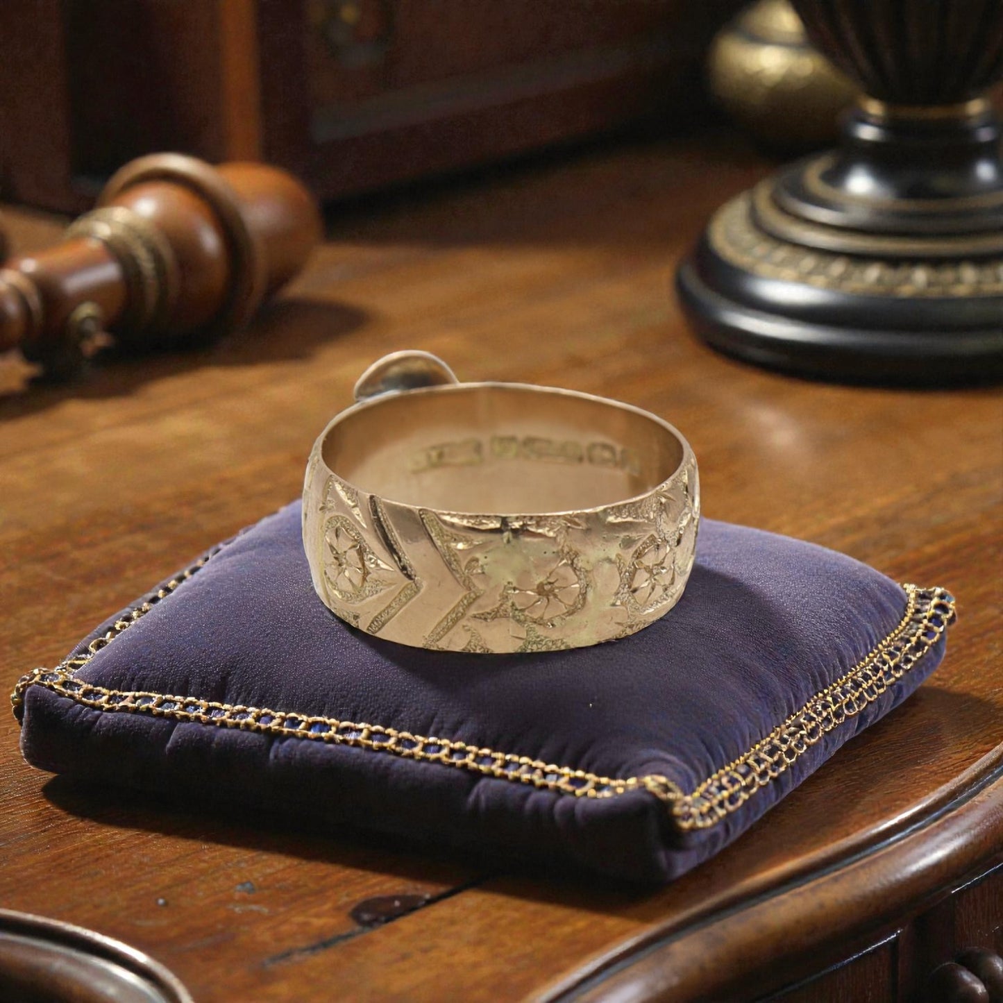 Victorian Buckle Ring Circa 1856 / 9k Pink Gold English Hallmarked Buckle Band Finger Size 6.75 - JL1605 - Petra Star