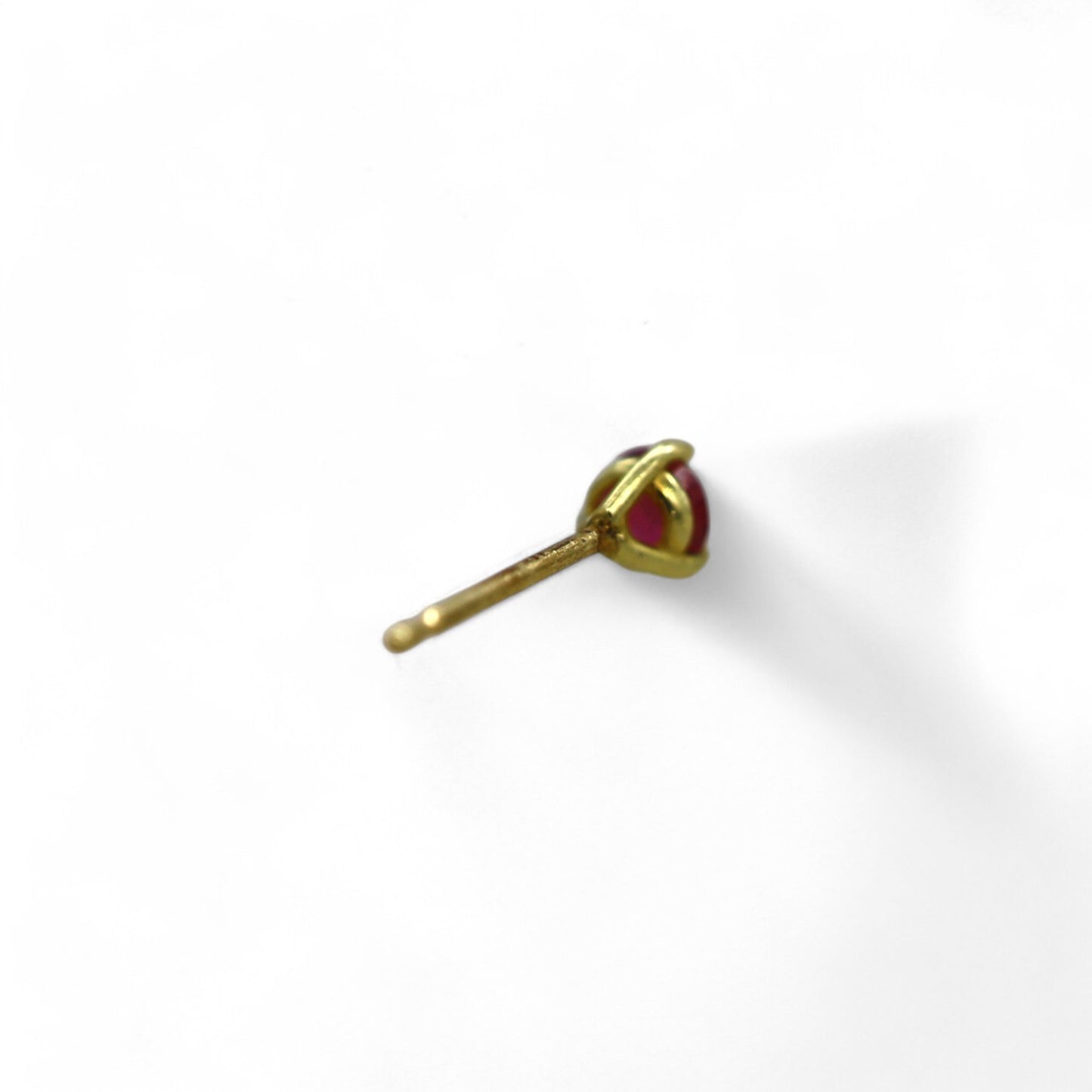 Red Ruby Single Stud Earring in 18k Yellow Gold - Petra Star