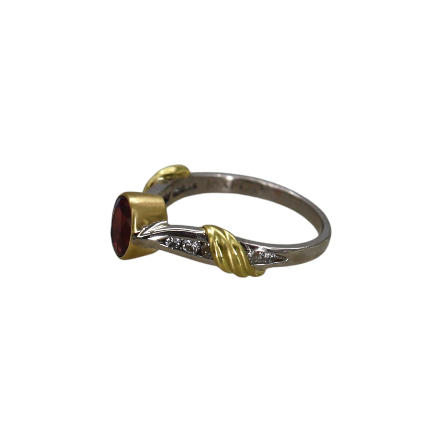 Platinum and 18k Yellow Gold Rubellite Tourmaline and Diamond Ring - Petra Star