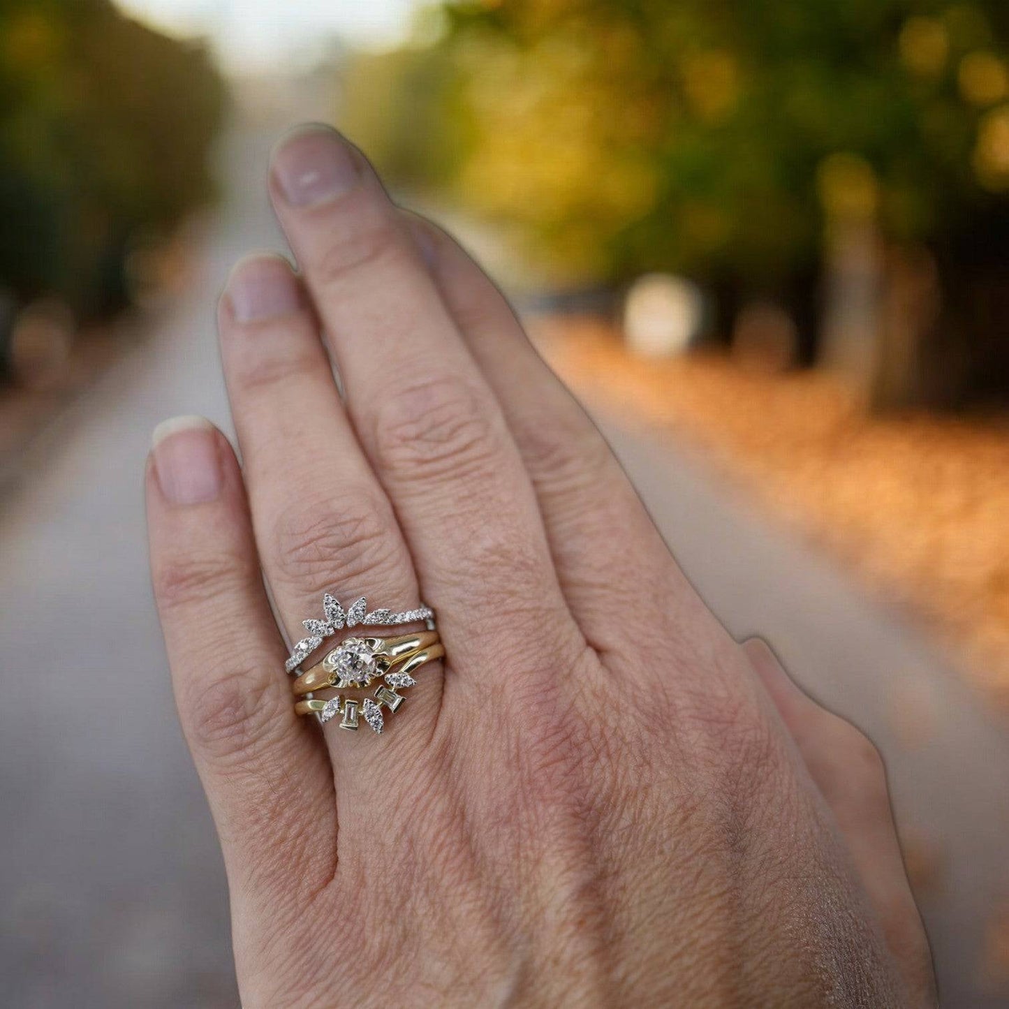 Tiara Diamond Band with Baguettes in 14k Gold