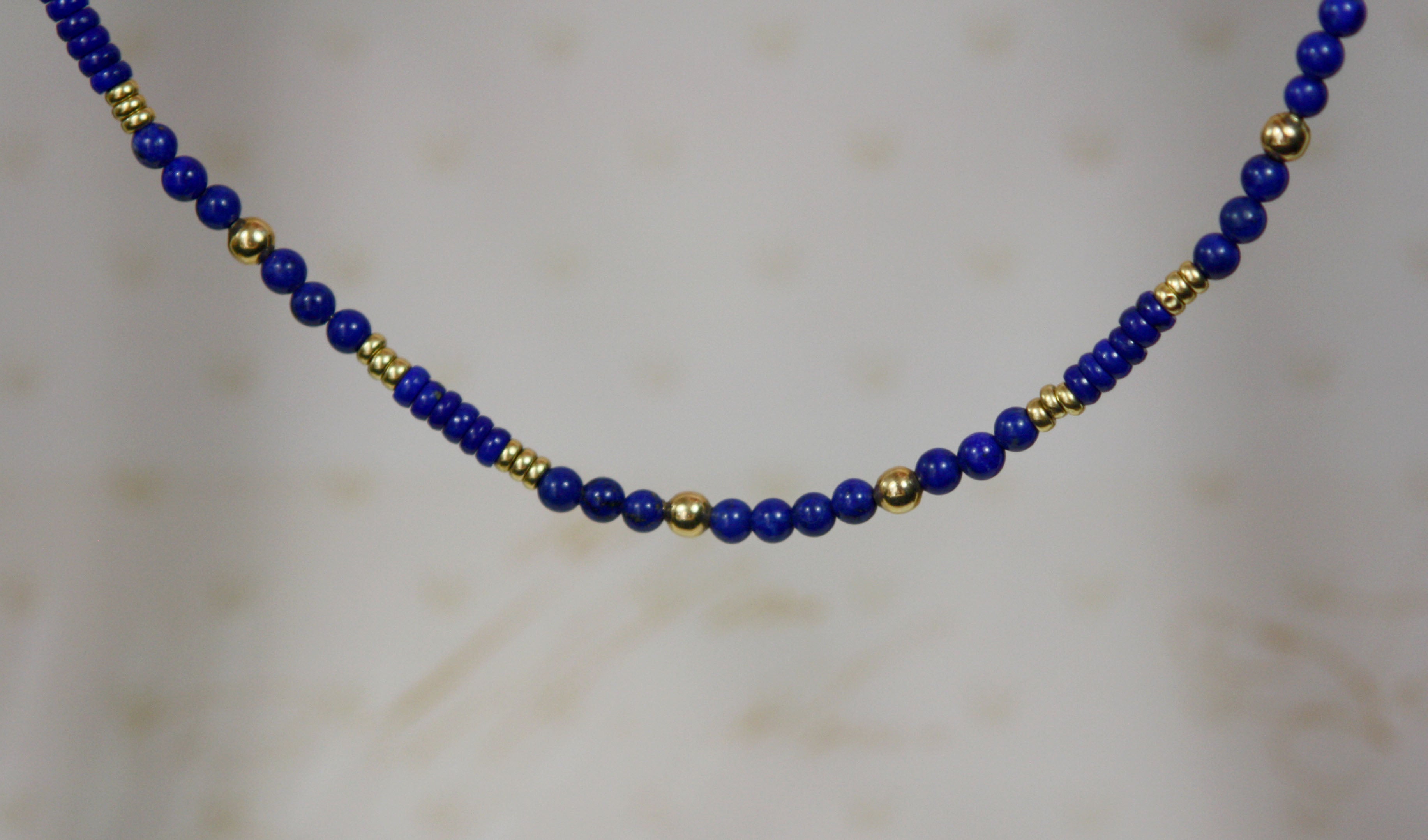Lapis and 14k Gold Bead Necklace - Petra Star