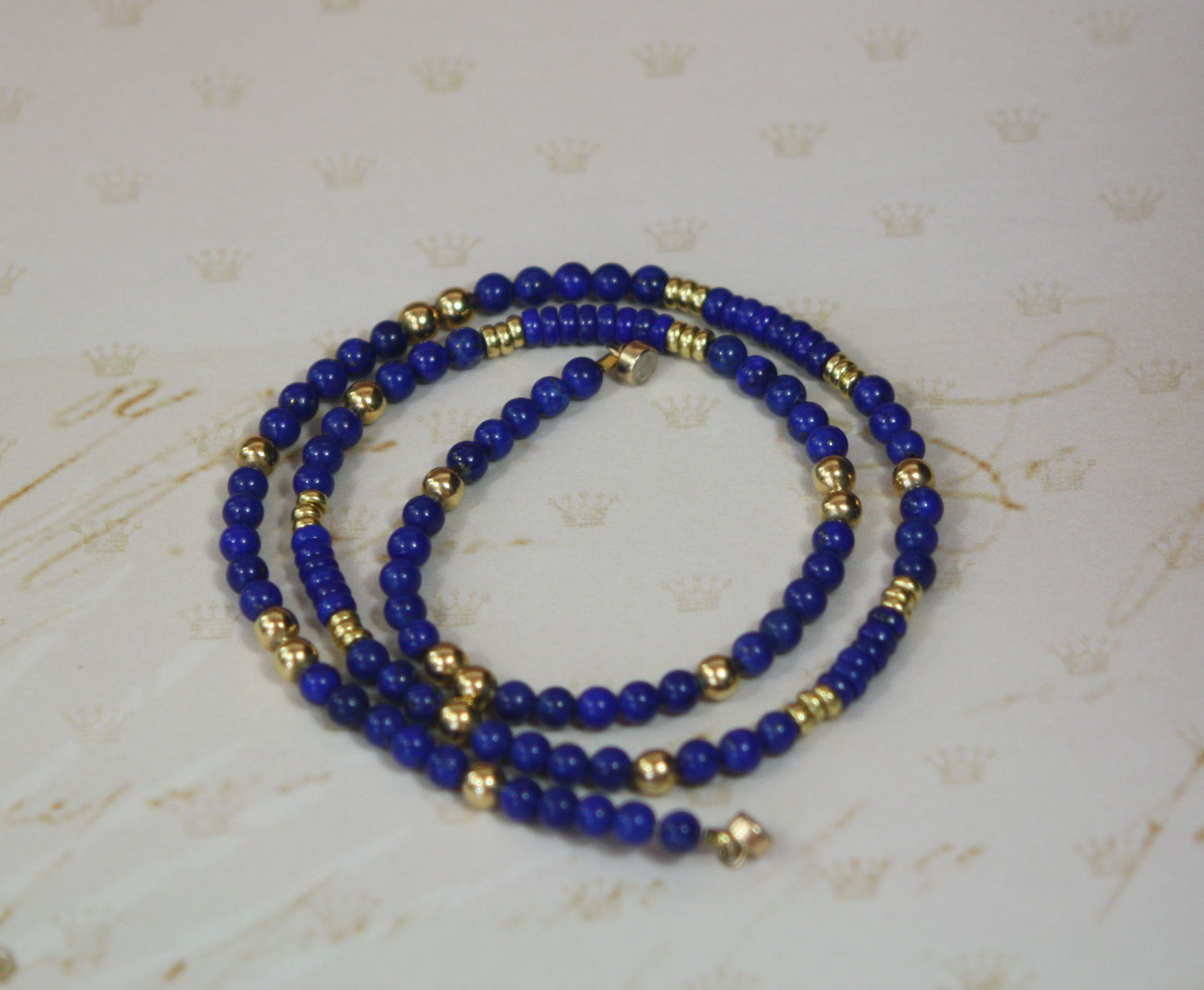 Lapis and 14k Gold Bead Necklace