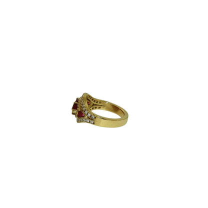 Ruby Halo Ring in 18k Gold