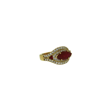 Ruby Halo Ring in 18k Gold