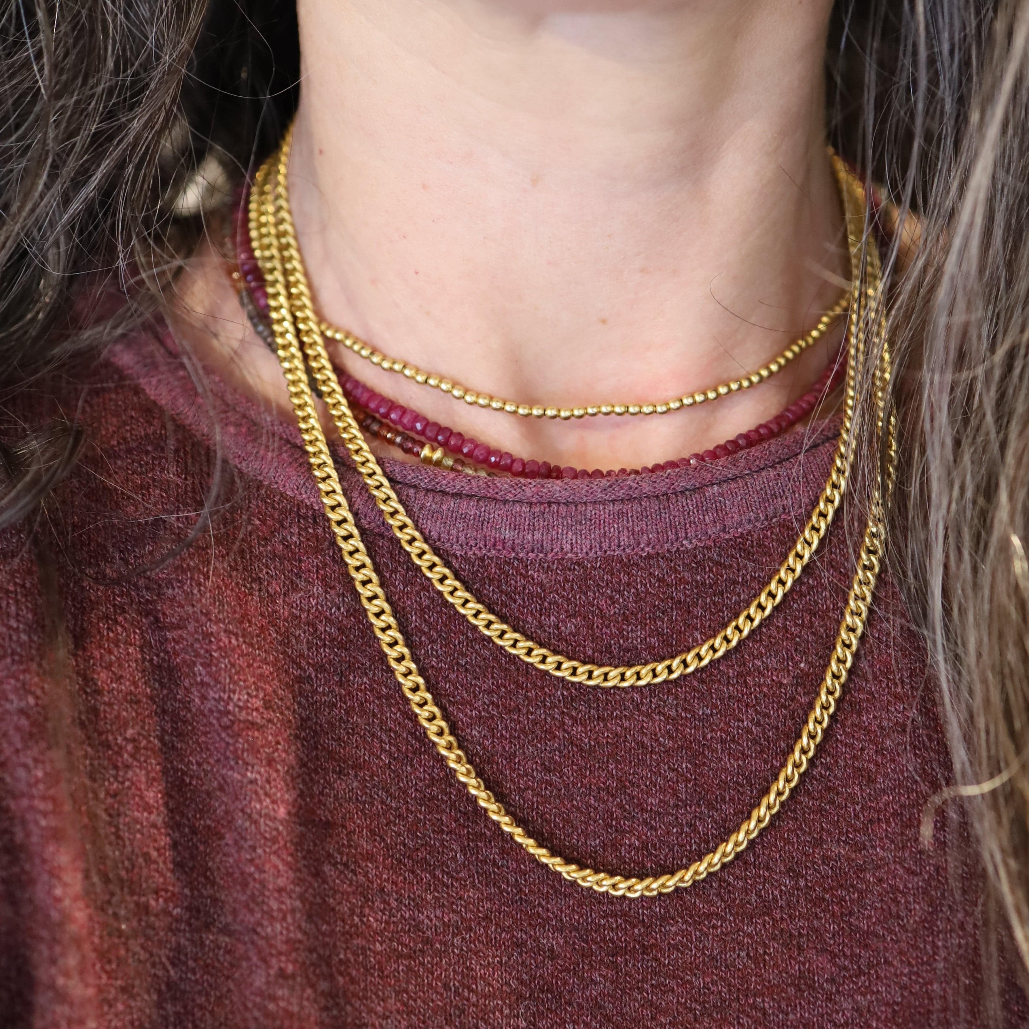 Antique 24k Yellow Gold Chinese Gold Chain 17.5" Length 39.3 Grams - Petra Star