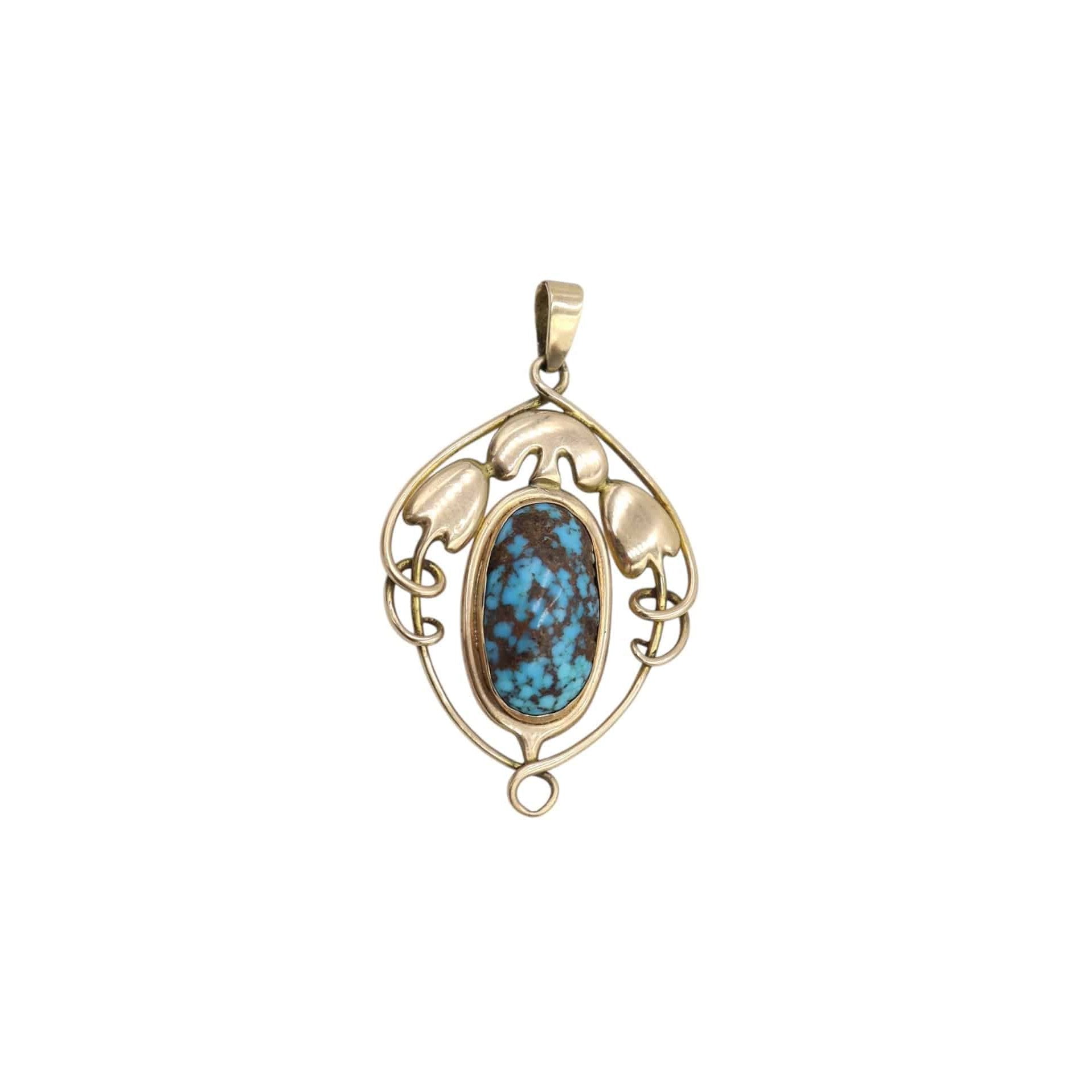 Arts & Crafts Movement Matrix Turquoise Pendant - Petra Star