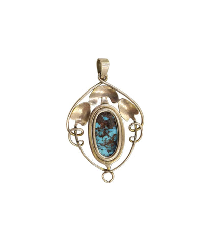 Arts & Crafts Movement Matrix Turquoise Pendant - Petra Star