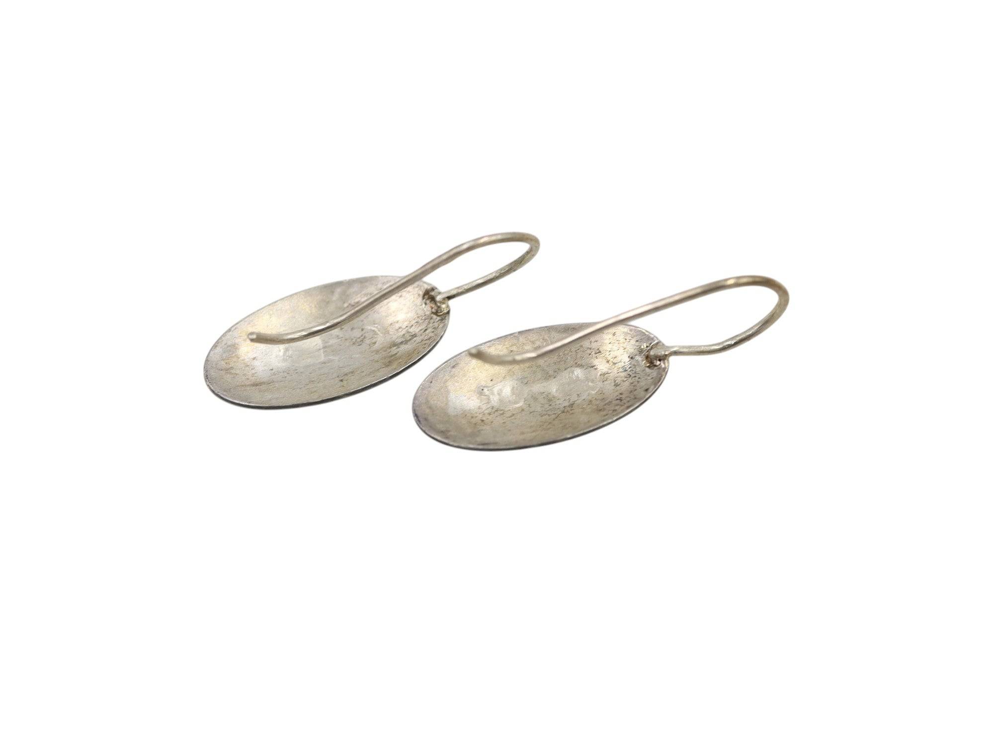 Sterling silver Art Nouveau Fleur-de-Lys earrings featuring intricate design, vintage style, and elegant craftsmanship.