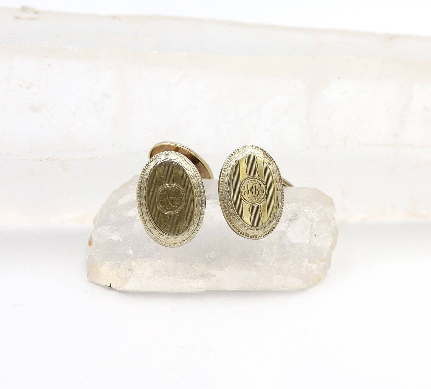 Antique Cuff Links 14k Gold / Victorian Cufflinks / Monogrammed Cuff Links