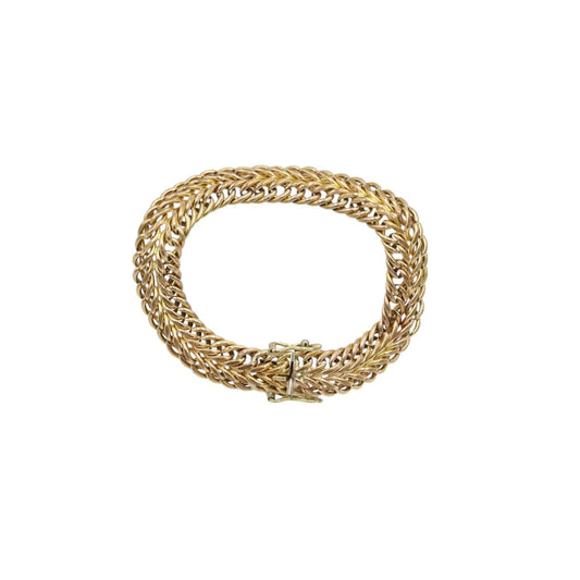 Heavy Weaved 14k Gold Bracelet 10.4 mm Wide 20.7 Grams