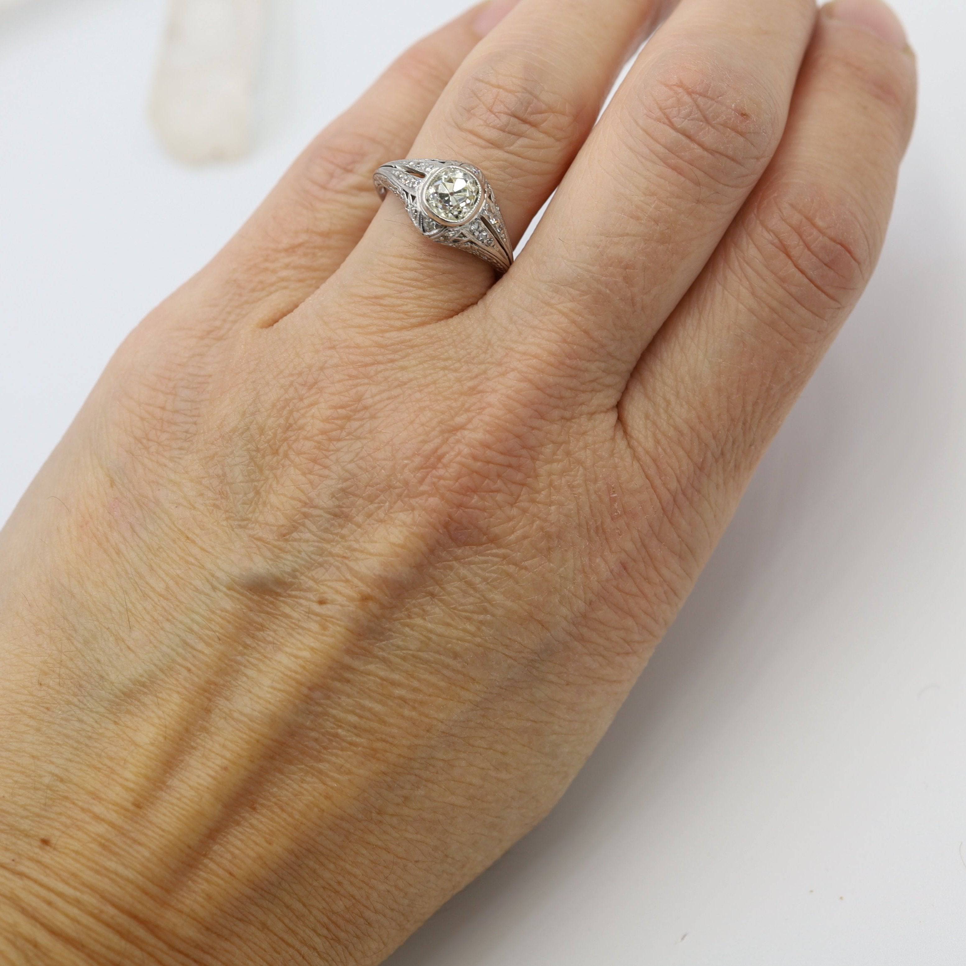 Platinum Art Deco Engagement Ring - Petra Star
