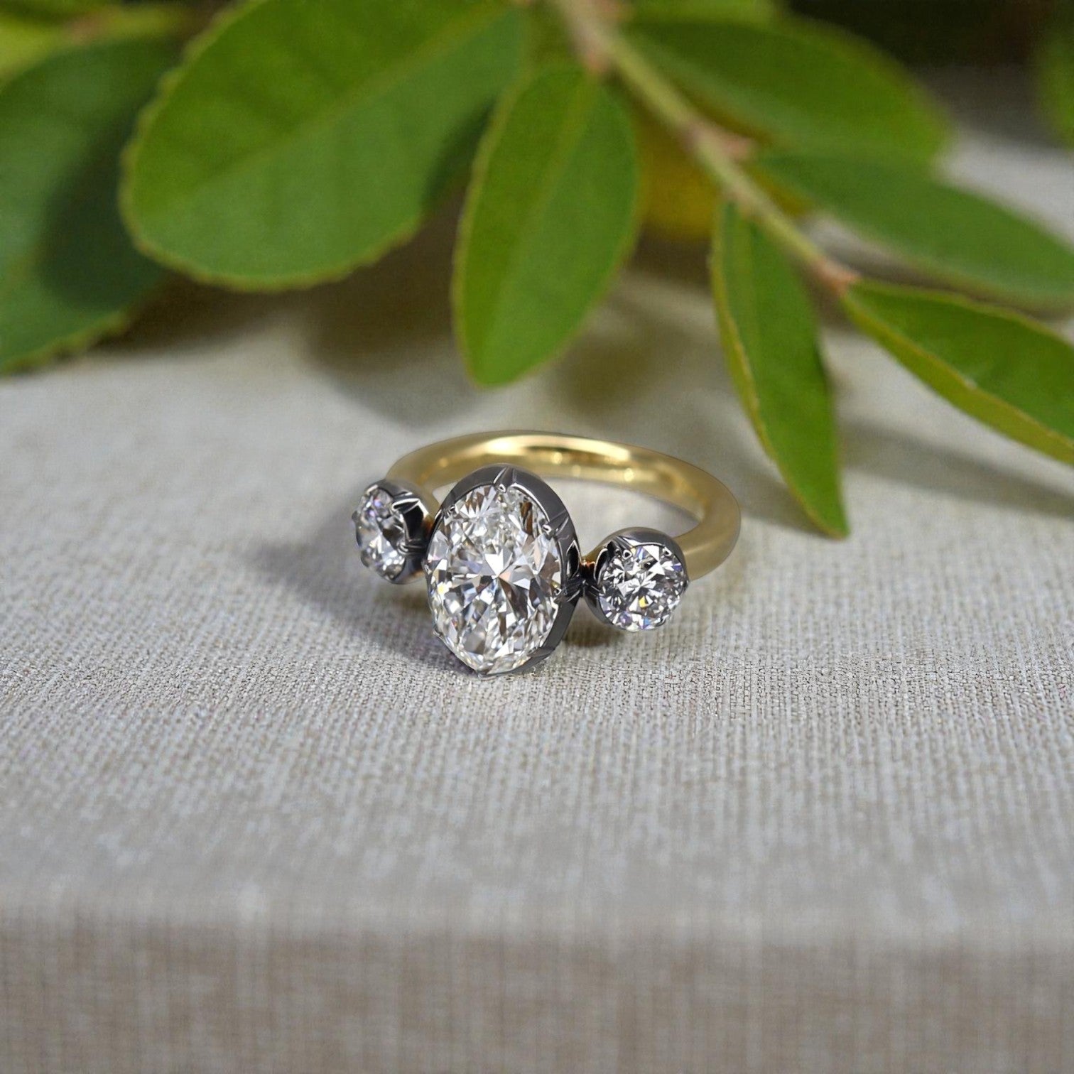 Bespoke Georgian Inspired Three-Stone Ring - Petra Star