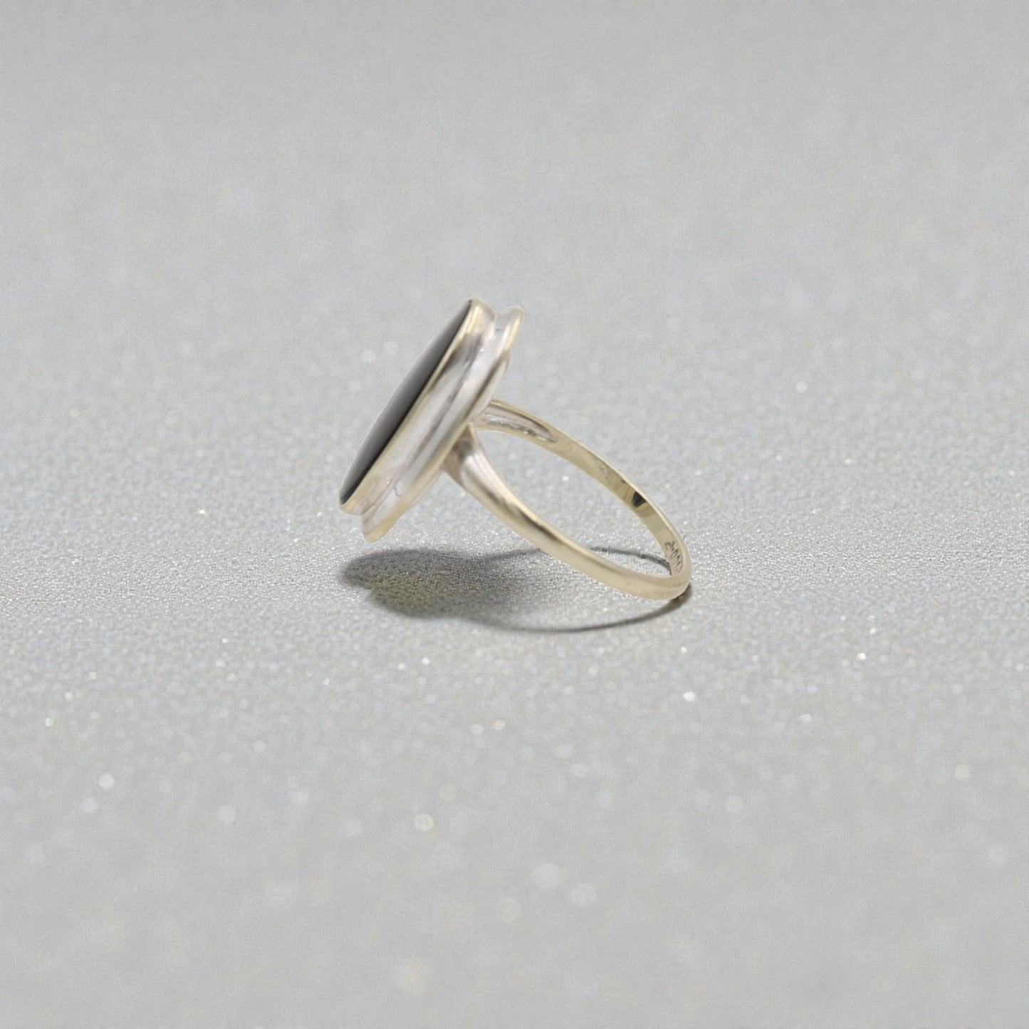 Art Nouveau Onyx Signet Ring in 10k White Gold