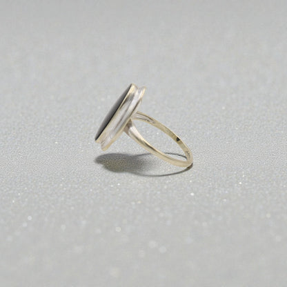 Art Nouveau Onyx Signet Ring in 10k White Gold