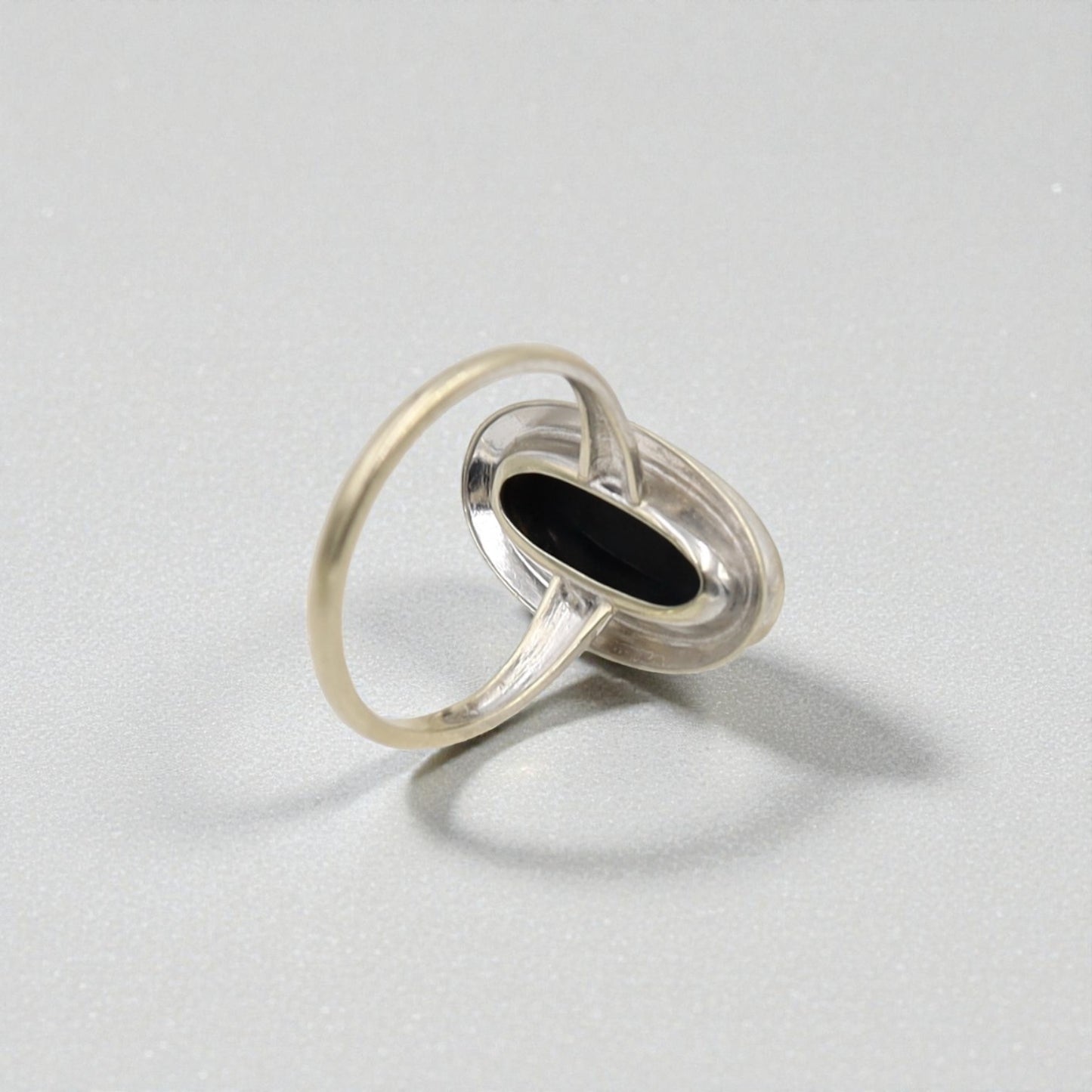 Art Nouveau Onyx Signet Ring in 10k White Gold