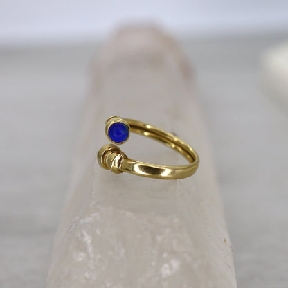 Vintage Lapis Bypass Ring 14k Yellow Gold