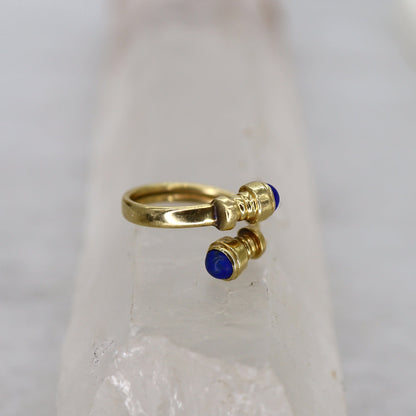 Vintage Lapis Bypass Ring 14k Yellow Gold