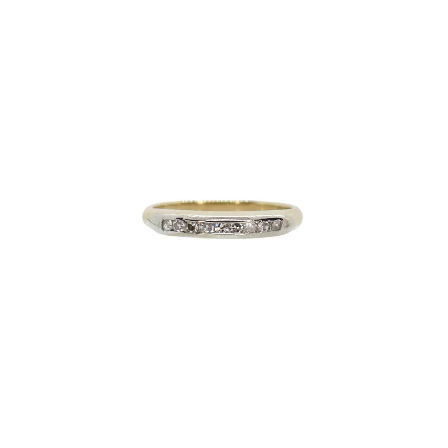 Mid Century Diamond Band 14k White & Yellow Gold 3.2 mm Wide 0.14 Cts - Petra Star