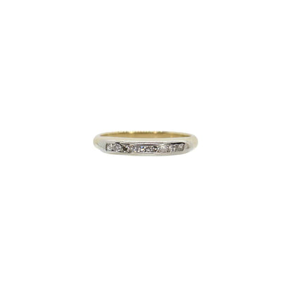 Mid Century Diamond Band 14k White & Yellow Gold 3.2 mm Wide 0.14 Cts - Petra Star