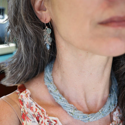 Aquamarine + Labradorite Silver Earrings - Petra Star