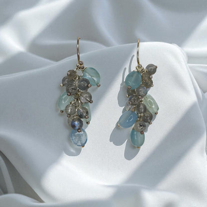 Aquamarine + Labradorite Silver Earrings - Petra Star