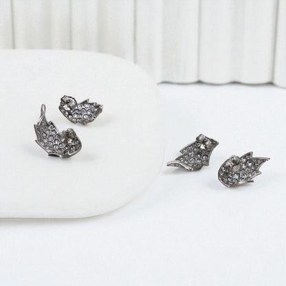 Transformed Mid-Century Platinum & Diamond Leaf Jewelry – Earrings and Ring from Original 1950s Brooch - Petra Star