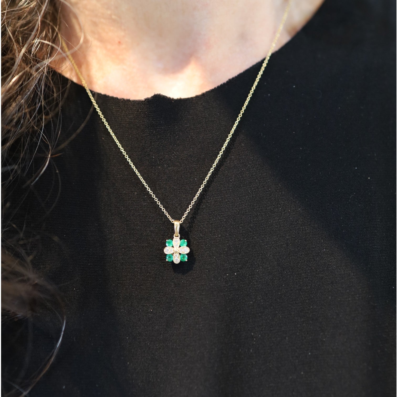 Vintage Emerald + Diamond Necklace - Petra Star