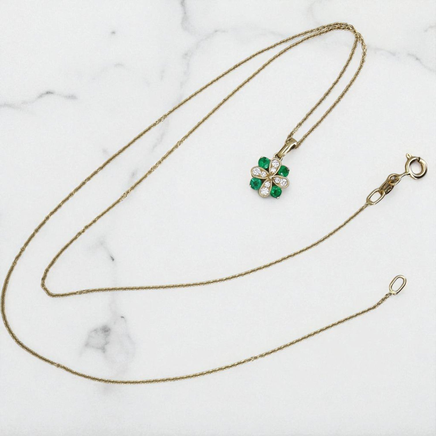 Vintage Emerald + Diamond Necklace - Petra Star