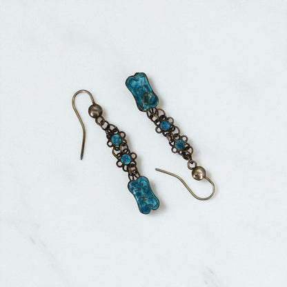 Art Nouveau Guilloche Enamel Earrings - Petra Star