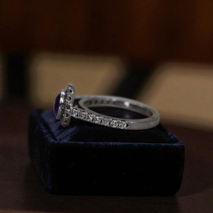 Purple Sapphire Halo Engagement Ring - Petra Star