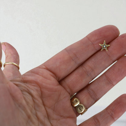 Victorian Star Earring Single Stud with Pearls 14K - Petra Star