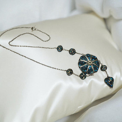 Mid Century Silver Inlaid Necklace - Petra Star