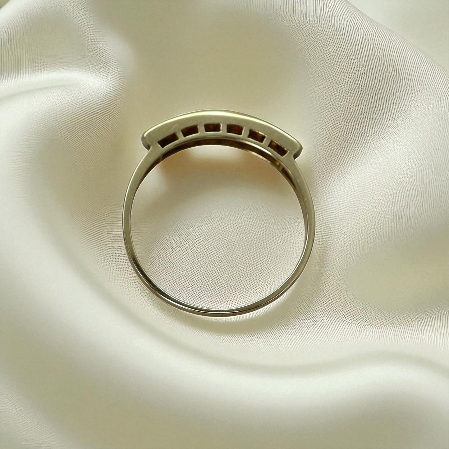 Vintage Ruby & Diamond Half Band Ring in 14k Gold – Stacking Band - Petra Star