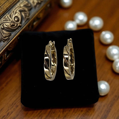 14k Heavy Gold Flat Rope Hoops - Petra Star