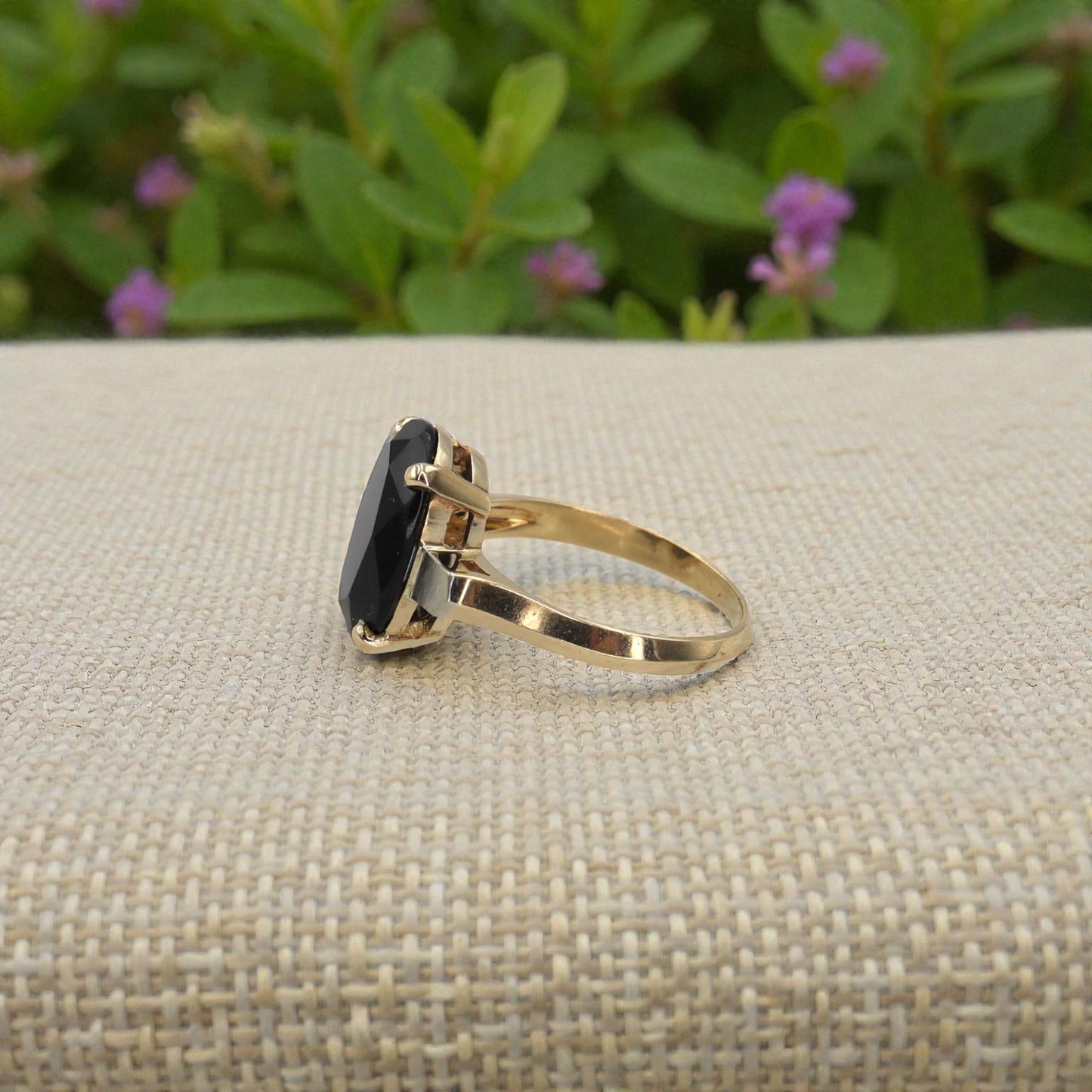 Mid-Century Onyx Solitaire Ring