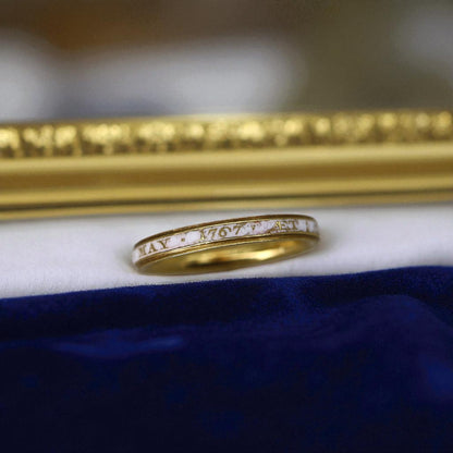 White-Enamel Georgian Memento Mori Mourning Ring - Petra Star