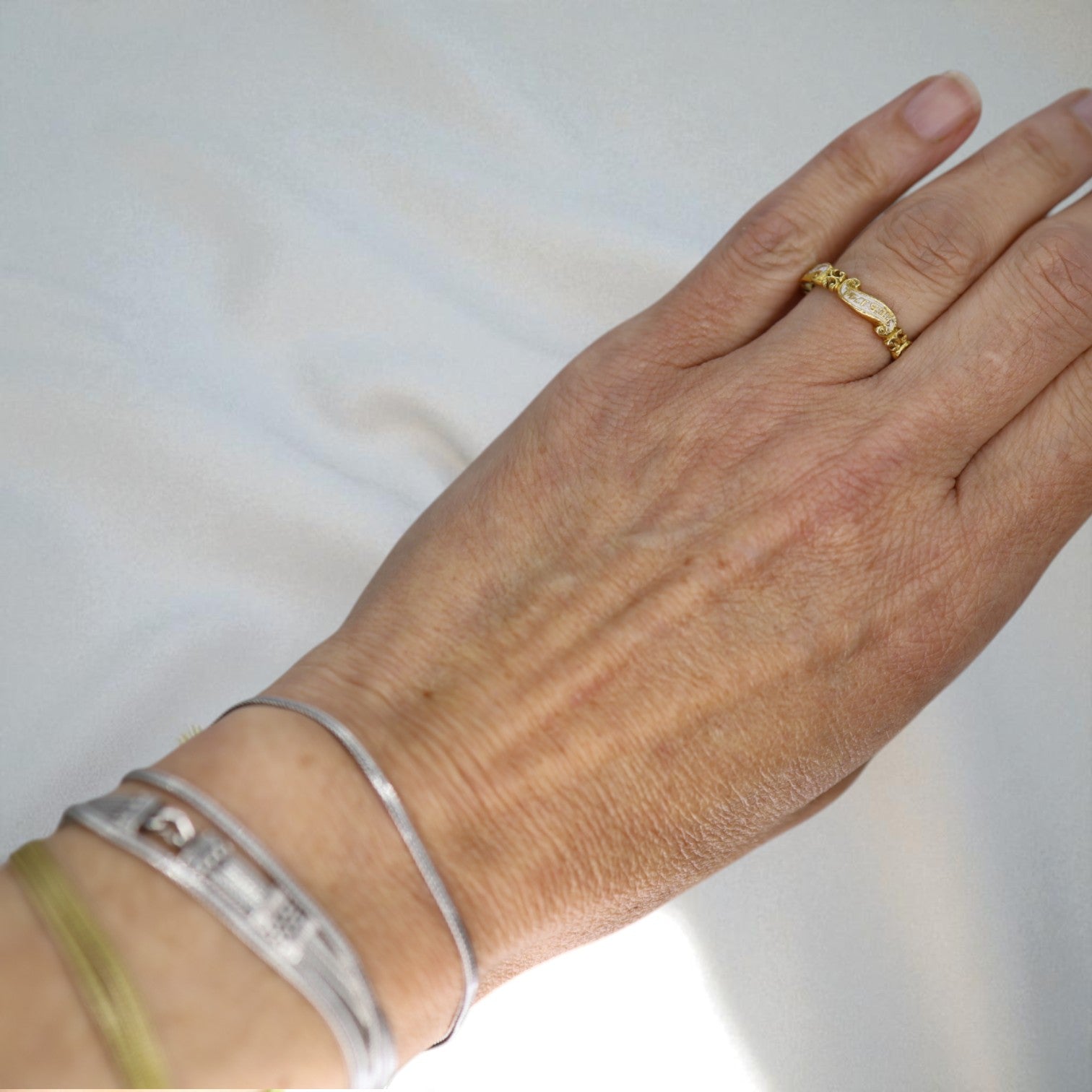 Extremely Rare Georgian (1741) White Enamel Memento Mori Mourning Rings - Petra Star