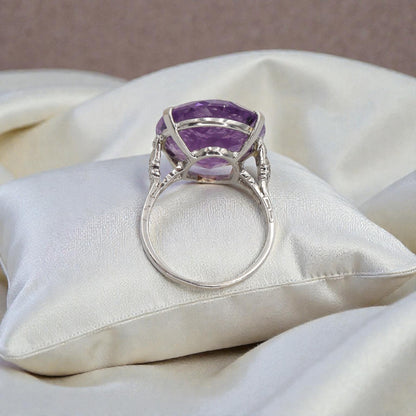Edwardian Platinum Intaglio Amethyst Ring: Winged Hermes
